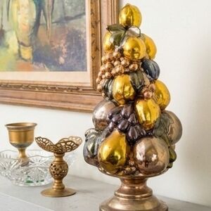 Elegant Gold and Silver Holiday Fruit Decoration
